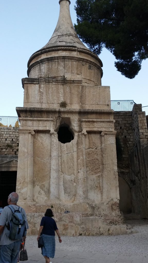 Avshalom's Tomb stands out, separate from the Mount of Olives bedrock in the Kidron Valley