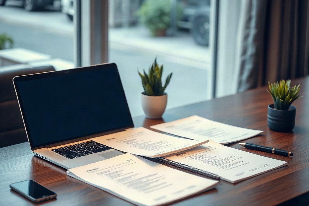 New immigrant reading job listings on a laptop in a cafe