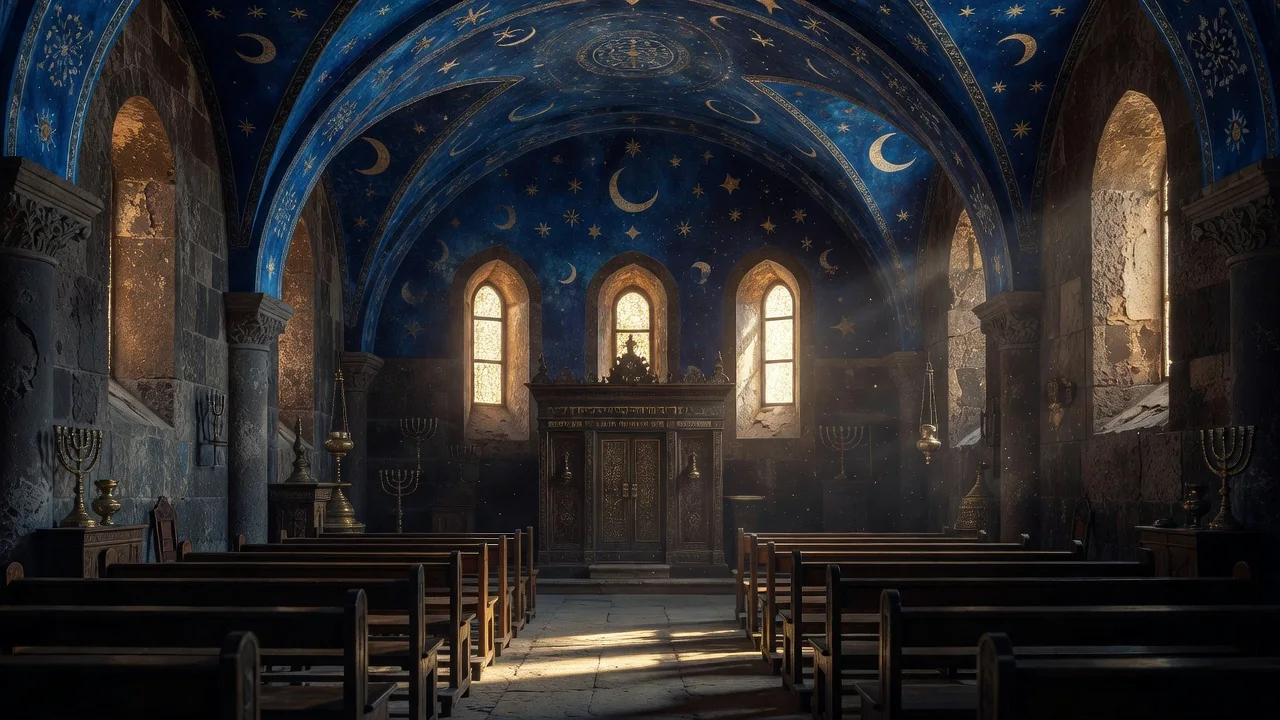 Inside one of the old synagogues of Tsfat