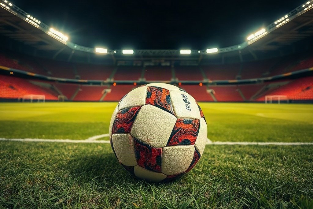 Stadium floodlights over an empty football field in Israel