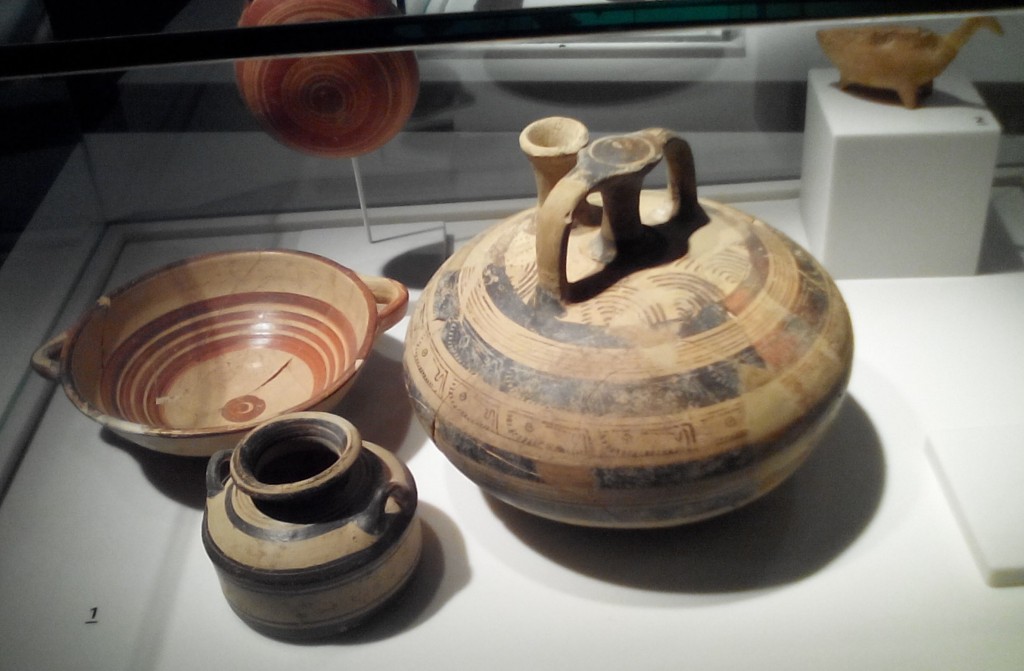 Pottery produced by the Philistines in the 10th to 9th century BCE, at Museum in Ashdod